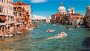 View of Venice Grand Canal of water and boats in Italy