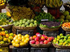 Fresh produce in baskets